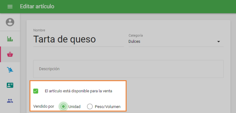articulo es vendido por unidades o por peso