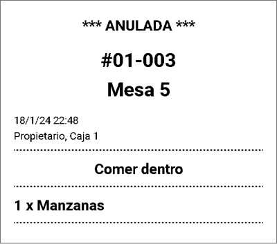 ticket con eliminando un artículo