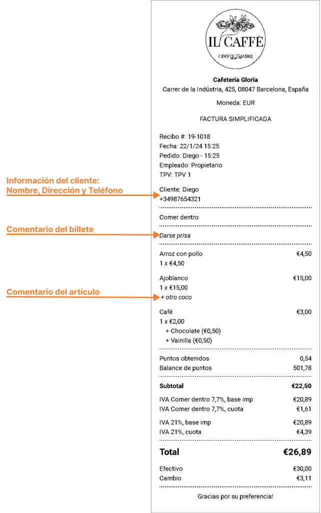 Información de Recibo