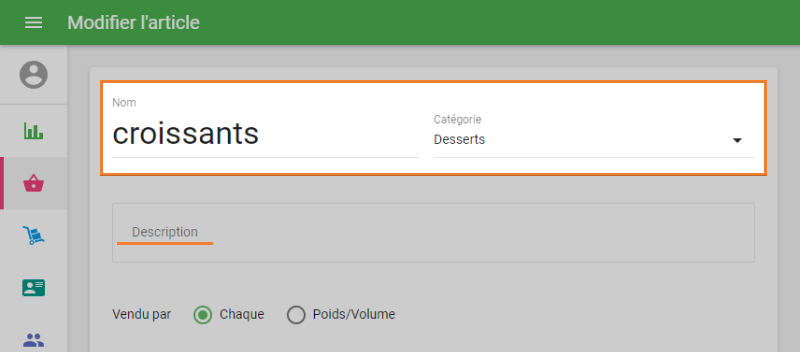 ‘Create item’ form
