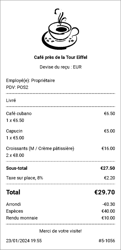 logo imprimé sur le ticket imprimé