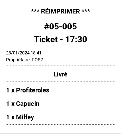 re-imprimera le ticket