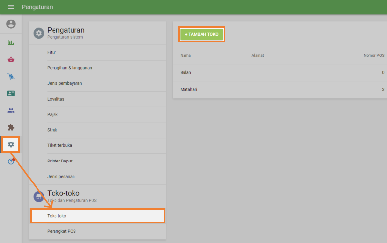 ‘Tambahkan Toko’ tombol untuk membuat toko baru