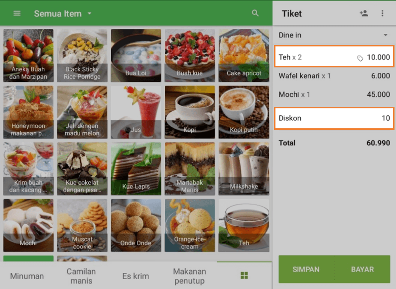 barang dengan diskon di tiket