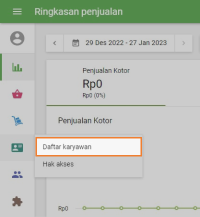'Daftar Karyawan' pada bagian 'Karyawan'
