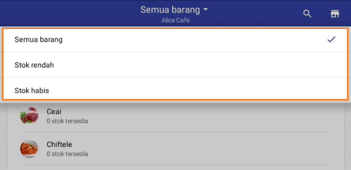 gunakan filter untuk melihat hanya stok rendah