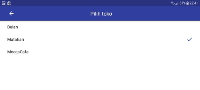 daftar semua toko Anda