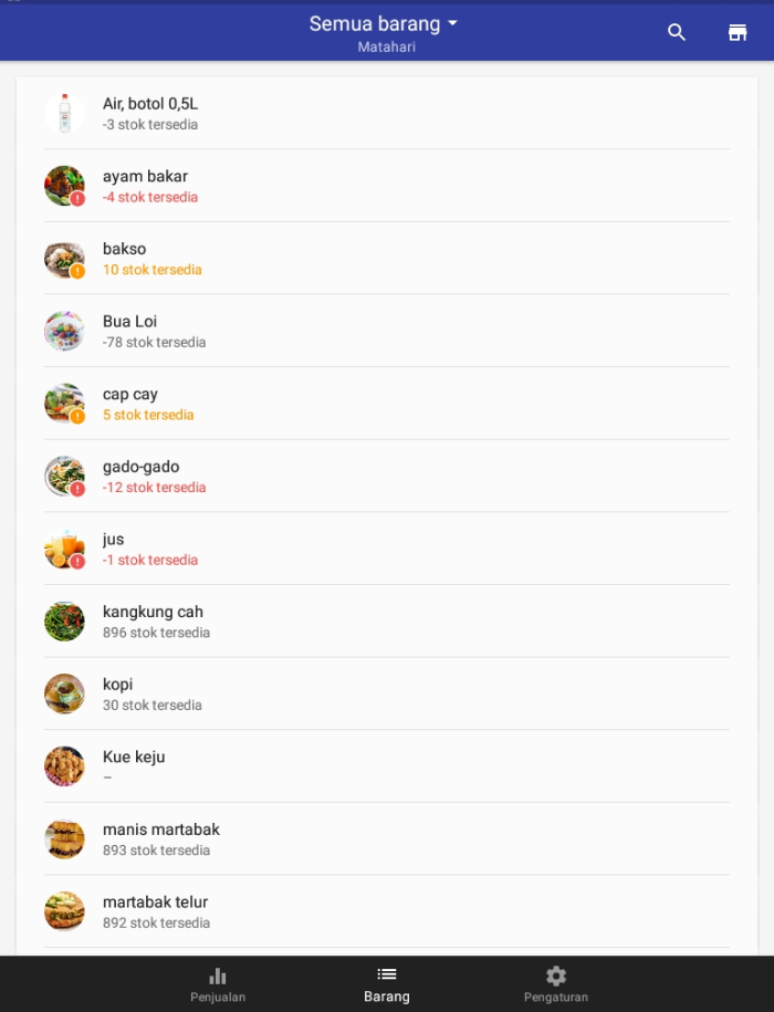 untuk hanya melihat barang yang stoknya