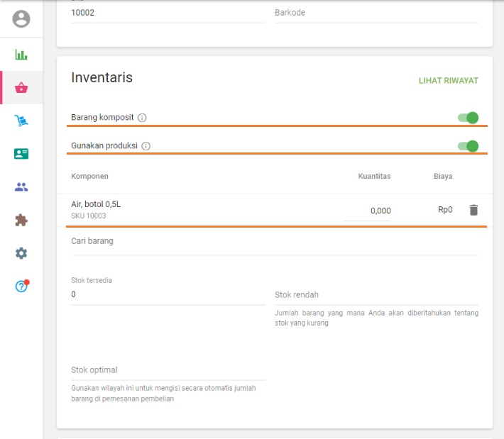 opsi Gunakan produksi
