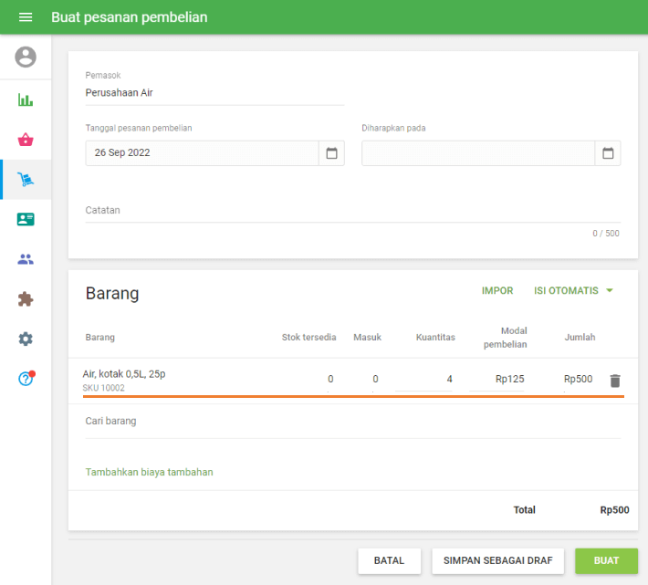 membuat pesanan pembelian