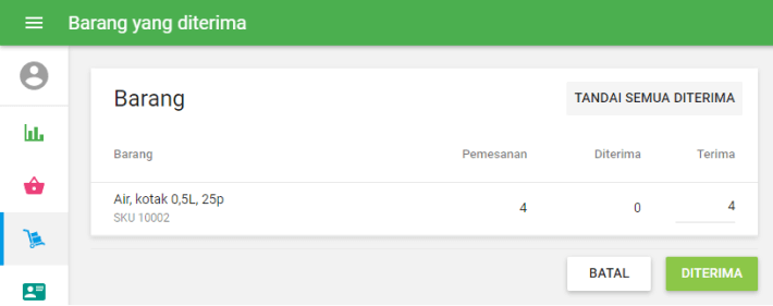 menerima barang dengan pesanan pembelian