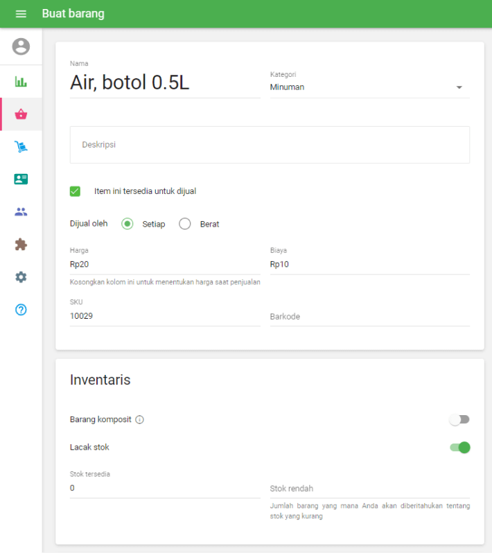 barang dijual per potong
