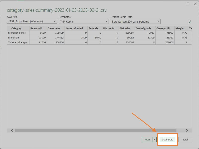 Anda akan melihat halaman ' Query Editor'