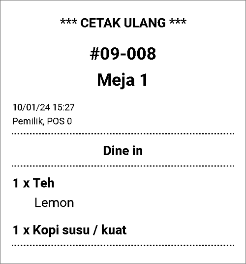 Pesanan dicetak ulang