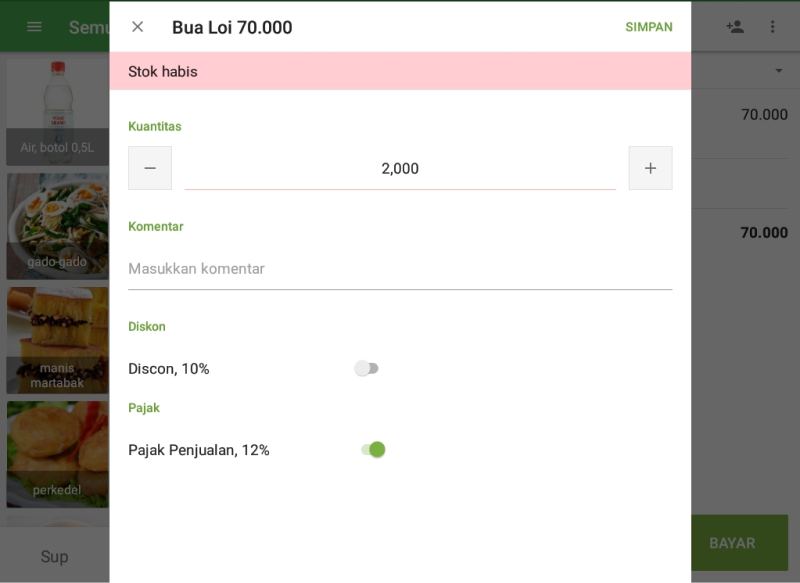 Peringatan dalam dialog pengeditan tiket