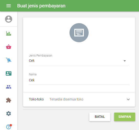 Tambahkan jenis pembayaran dari daftar