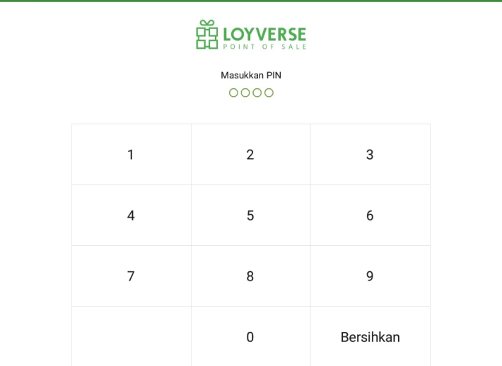 Panel untuk memasukkan PIN