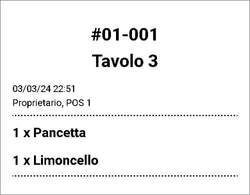 scontrino con l'elenco degli articoli da cucinare