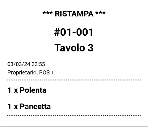 Biglietto con il marchio 'Ristampa'