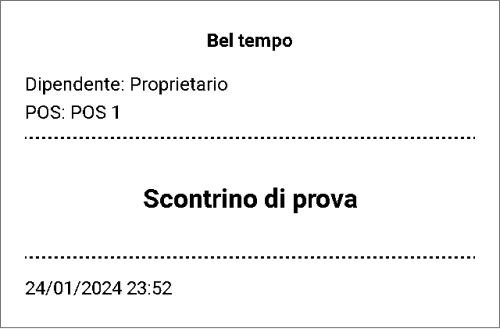 una ricevuta di prova