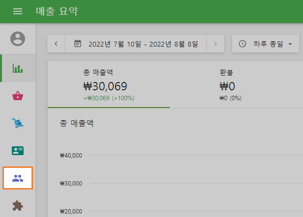 백오피스 '고객' 메뉴