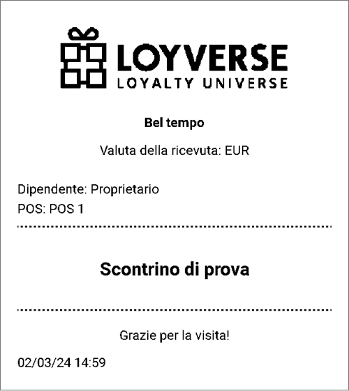 una ricevuta di prova