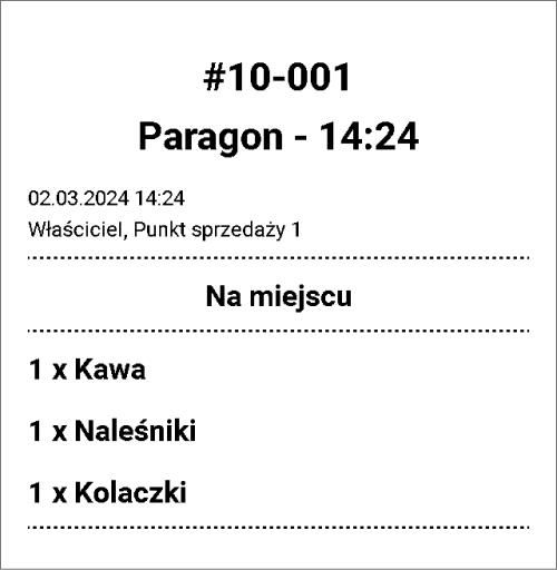 paragon kuchenny wydrukowany