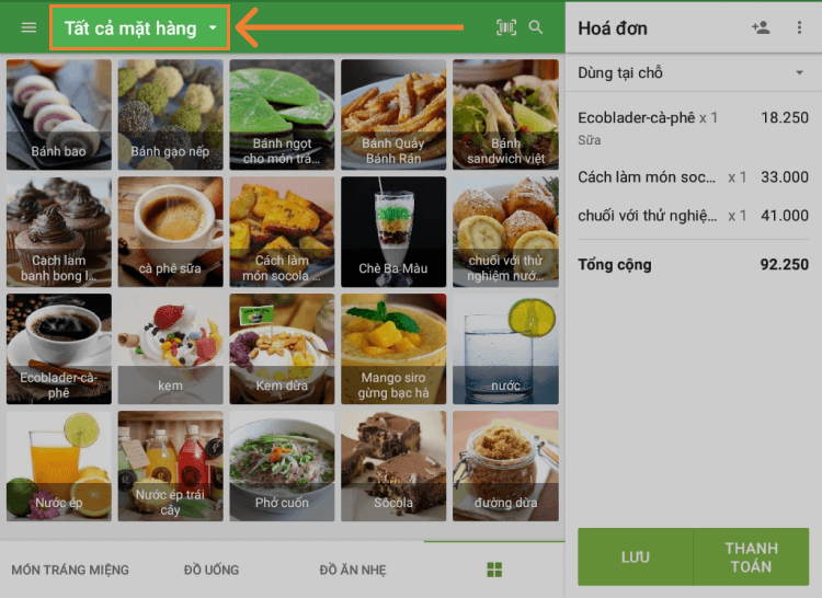 dòng Tất cả các mục