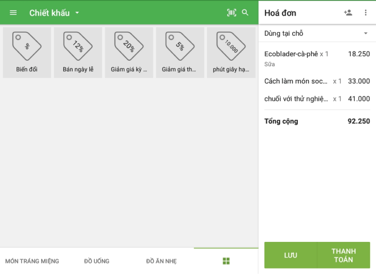 danh sách giảm giá